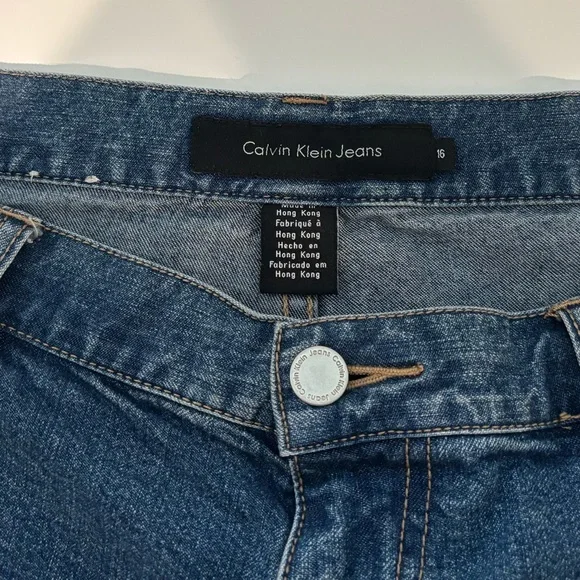 VTG Y2K Calvin Klein High Rise Straight Leg Blue Jeans Size 16 - Picture 4 of 9